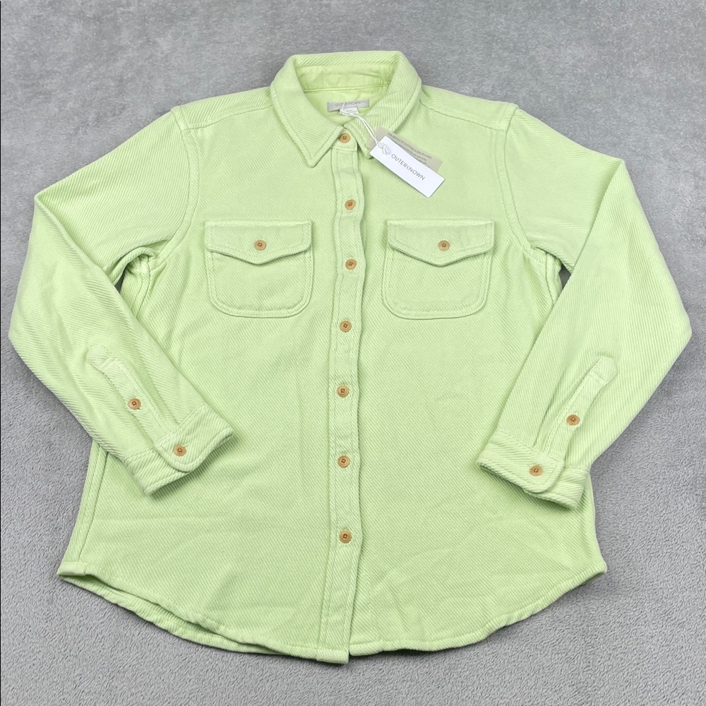 NEW Outerknown‎ XS/S Womens Blanket Shirt 100% Organic Cotton Lime Green